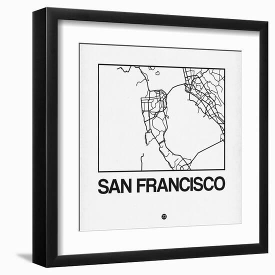 White Map of San Francisco-NaxArt-Framed Art Print