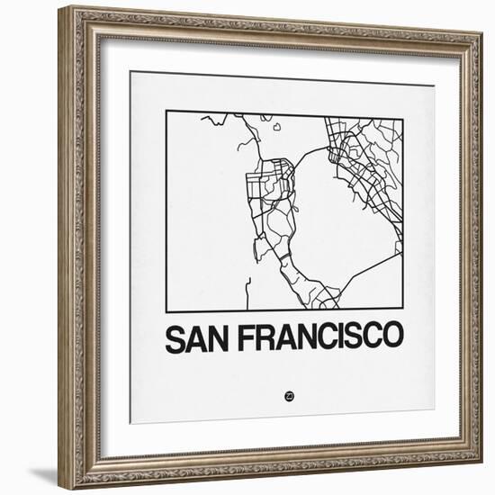 White Map of San Francisco-NaxArt-Framed Art Print