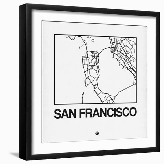 White Map of San Francisco-NaxArt-Framed Art Print