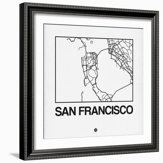 White Map of San Francisco-NaxArt-Framed Art Print