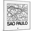 White Map of Sao Paulo-NaxArt-Mounted Art Print