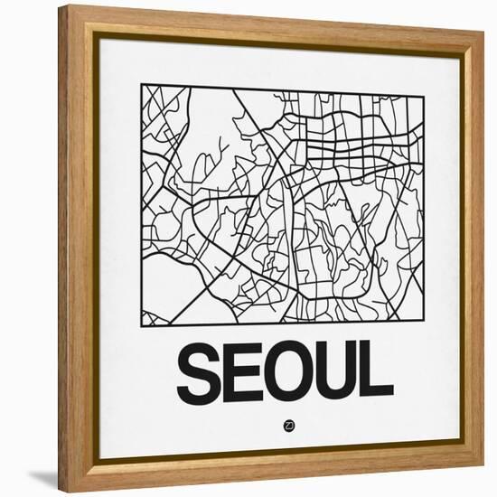 White Map of Seoul-NaxArt-Framed Stretched Canvas