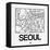 White Map of Seoul-NaxArt-Framed Stretched Canvas