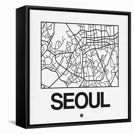 White Map of Seoul-NaxArt-Framed Stretched Canvas