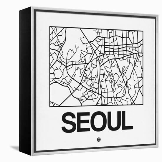 White Map of Seoul-NaxArt-Framed Stretched Canvas