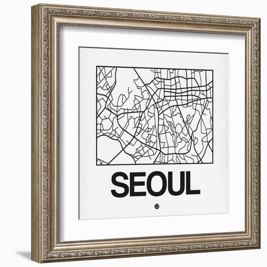 White Map of Seoul-NaxArt-Framed Art Print