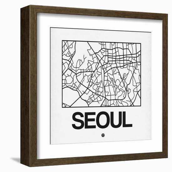 White Map of Seoul-NaxArt-Framed Art Print