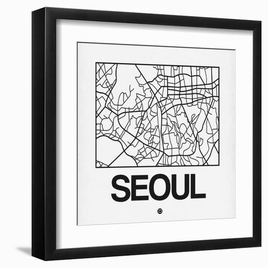 White Map of Seoul-NaxArt-Framed Art Print