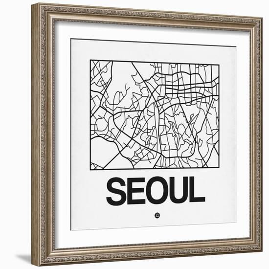 White Map of Seoul-NaxArt-Framed Art Print