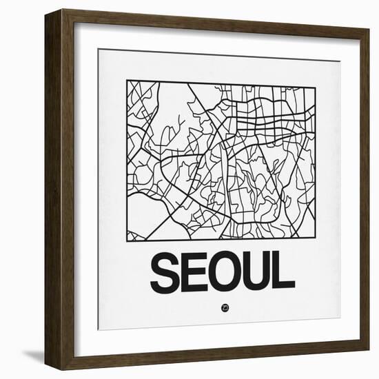 White Map of Seoul-NaxArt-Framed Art Print