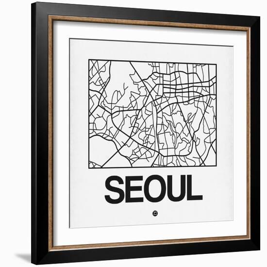 White Map of Seoul-NaxArt-Framed Art Print