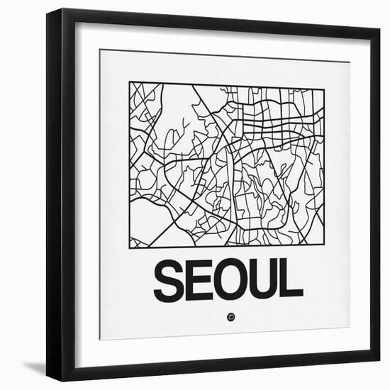 White Map of Seoul-NaxArt-Framed Art Print