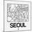 White Map of Seoul-NaxArt-Mounted Art Print