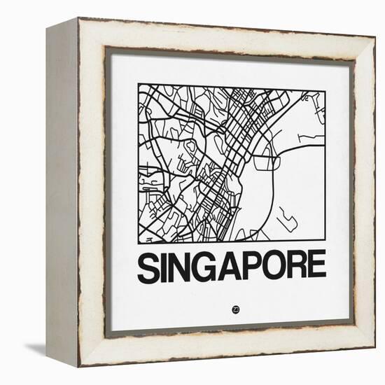 White Map of Singapore-NaxArt-Framed Stretched Canvas