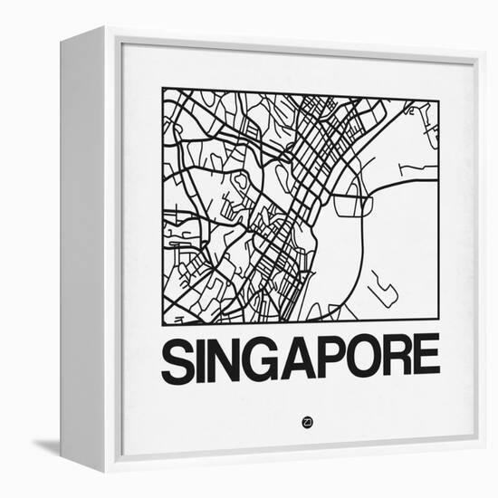 White Map of Singapore-NaxArt-Framed Stretched Canvas