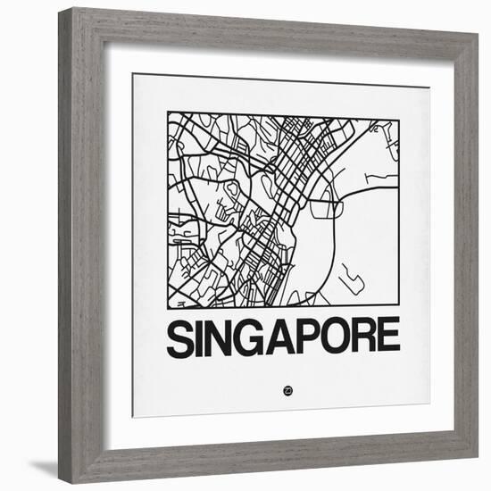 White Map of Singapore-NaxArt-Framed Art Print