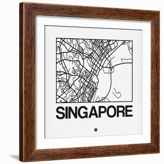 White Map of Singapore-NaxArt-Framed Art Print