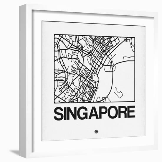 White Map of Singapore-NaxArt-Framed Art Print