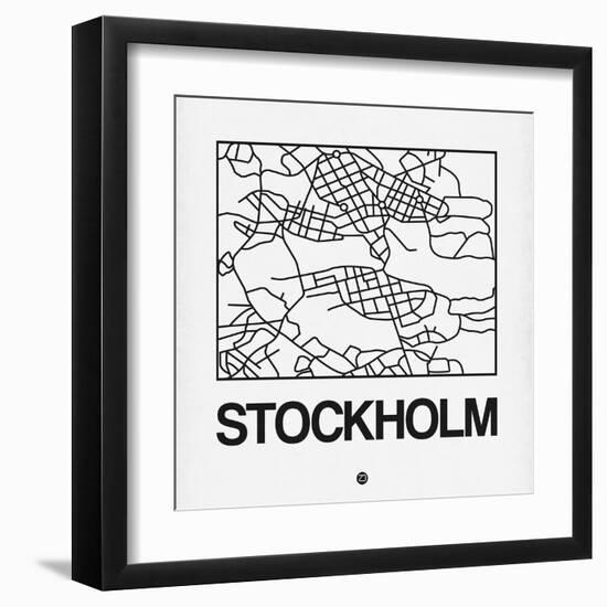 White Map of Stockholm-NaxArt-Framed Art Print