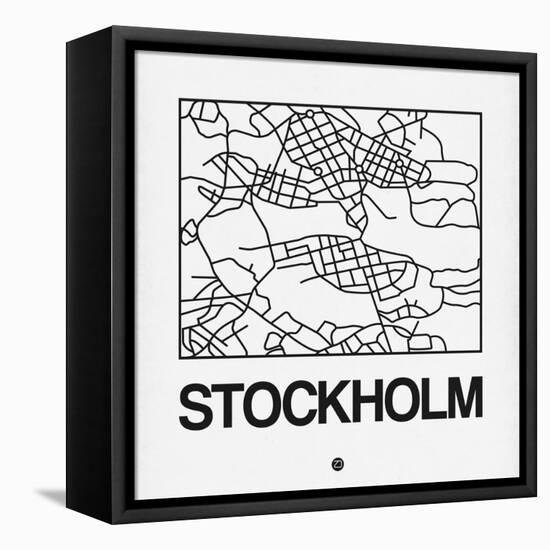 White Map of Stockholm-NaxArt-Framed Stretched Canvas