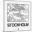 White Map of Stockholm-NaxArt-Mounted Art Print