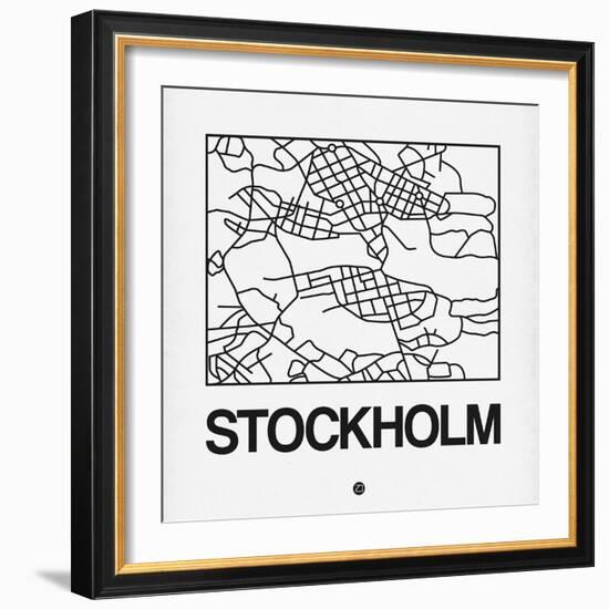 White Map of Stockholm-NaxArt-Framed Art Print