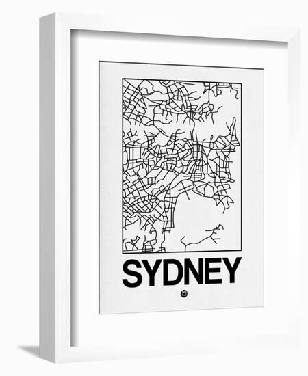 White Map of Sydney-NaxArt-Framed Art Print