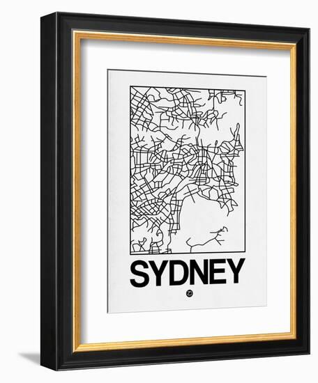 White Map of Sydney-NaxArt-Framed Art Print