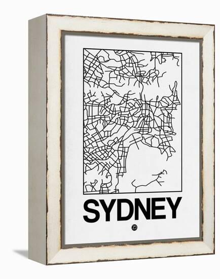 White Map of Sydney-NaxArt-Framed Stretched Canvas