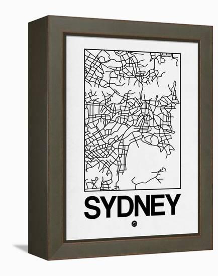 White Map of Sydney-NaxArt-Framed Stretched Canvas