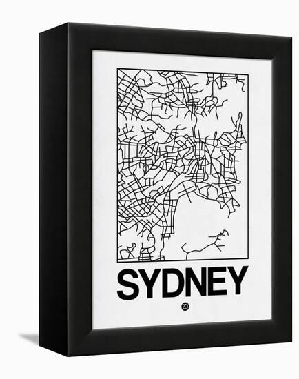 White Map of Sydney-NaxArt-Framed Stretched Canvas