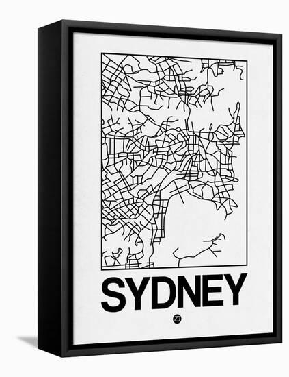 White Map of Sydney-NaxArt-Framed Stretched Canvas