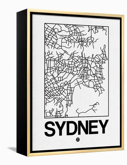 White Map of Sydney-NaxArt-Framed Stretched Canvas