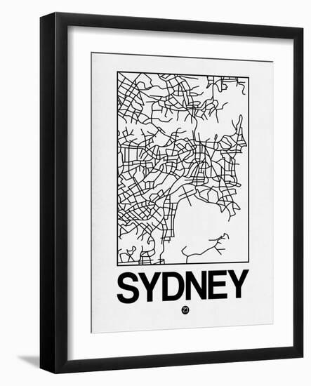 White Map of Sydney-NaxArt-Framed Art Print