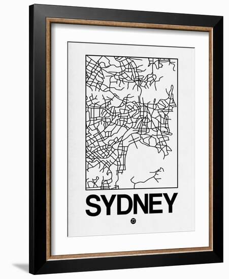 White Map of Sydney-NaxArt-Framed Art Print