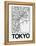 White Map of Tokyo-NaxArt-Framed Stretched Canvas