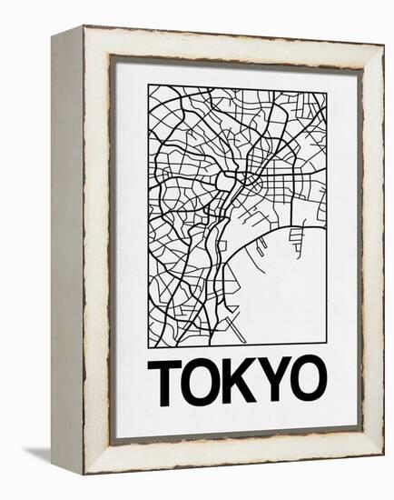 White Map of Tokyo-NaxArt-Framed Stretched Canvas