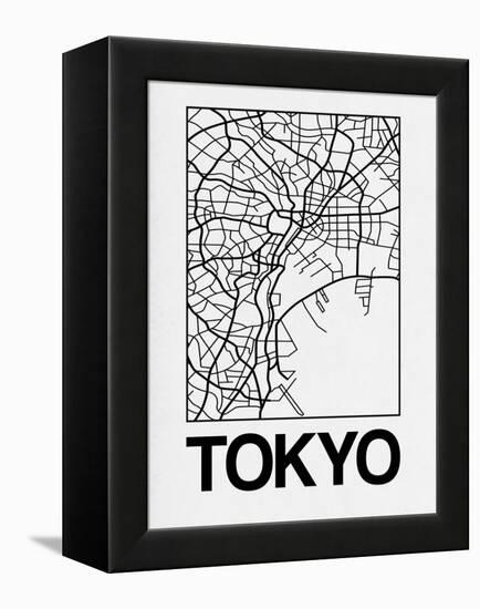 White Map of Tokyo-NaxArt-Framed Stretched Canvas