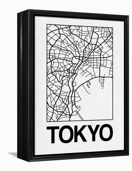 White Map of Tokyo-NaxArt-Framed Stretched Canvas