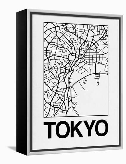 White Map of Tokyo-NaxArt-Framed Stretched Canvas