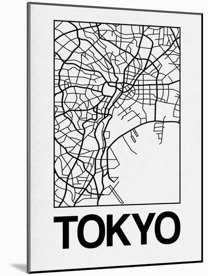 White Map of Tokyo-NaxArt-Mounted Art Print