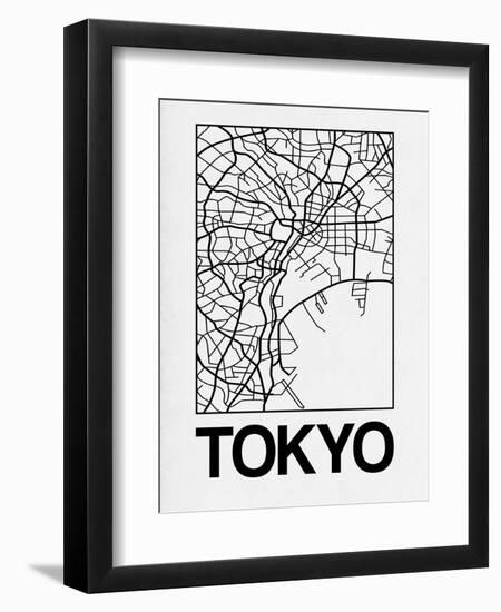 White Map of Tokyo-NaxArt-Framed Art Print