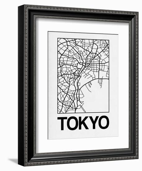 White Map of Tokyo-NaxArt-Framed Art Print