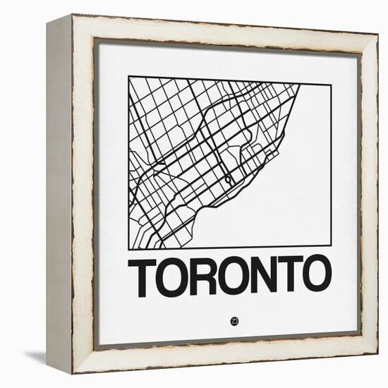 White Map of Toronto-NaxArt-Framed Stretched Canvas