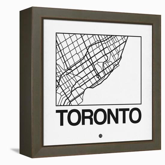 White Map of Toronto-NaxArt-Framed Stretched Canvas