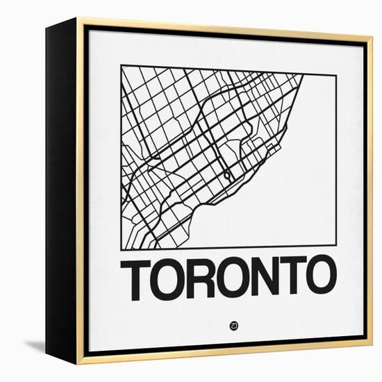 White Map of Toronto-NaxArt-Framed Stretched Canvas