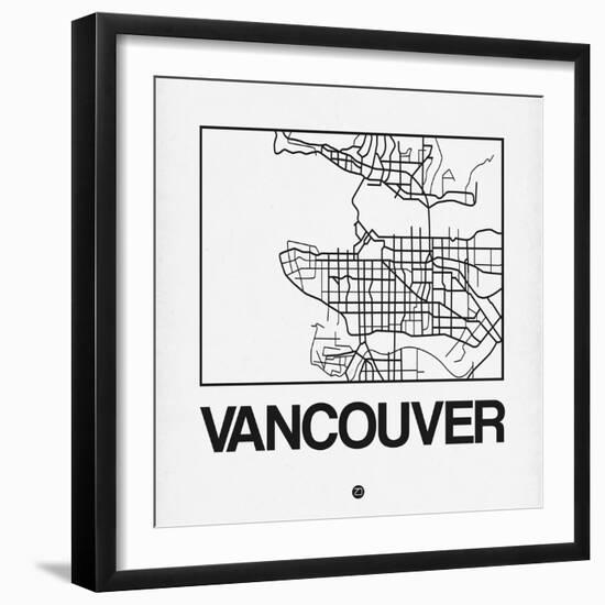 White Map of Vancouver-NaxArt-Framed Art Print