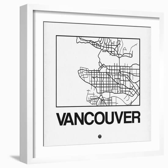 White Map of Vancouver-NaxArt-Framed Art Print