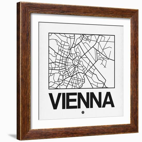 White Map of Vienna-NaxArt-Framed Art Print