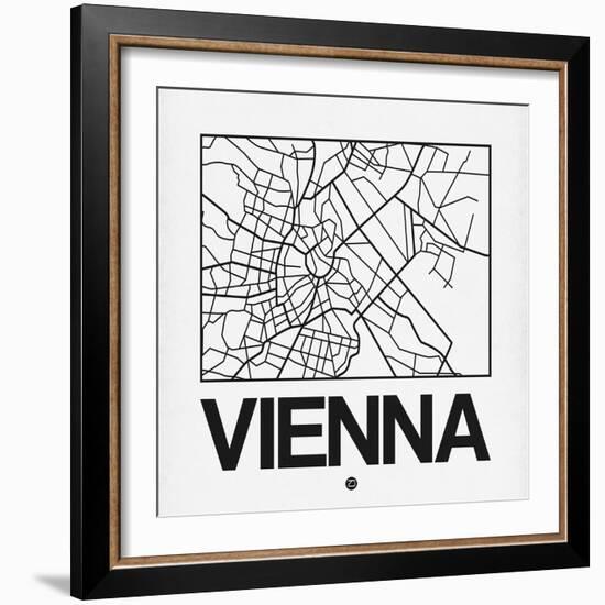 White Map of Vienna-NaxArt-Framed Art Print